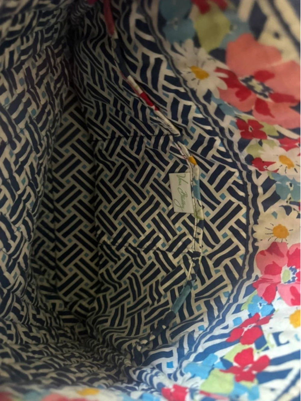 Vera Bradley Quilted Floral Tote Bag Shoulder Purse Cottage fairy school beach - Picture 9 of 9
